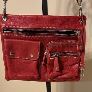 Fossil red leather Crossbody Bag